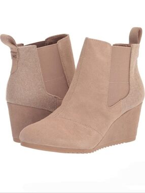 Toms Bailey Wedge Ankle Cream Color Bootie Size 8
